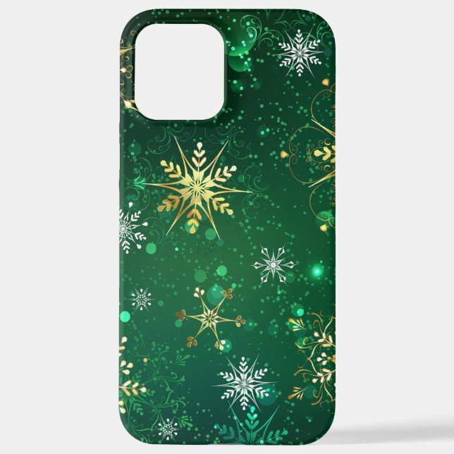 Coque iPhone Les flocons dorés de Noël sur l'Arrière - plan ver (Verso)