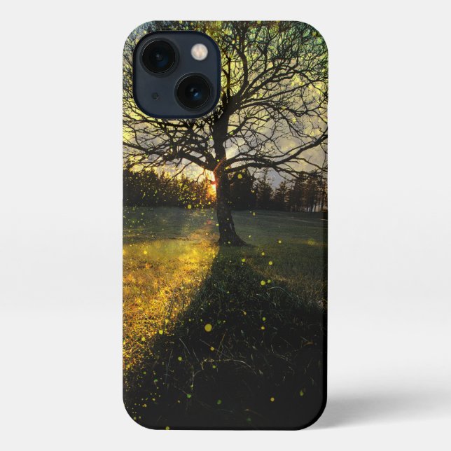 Coque iPhone Les lucioles magiques paysage onirique (Verso)