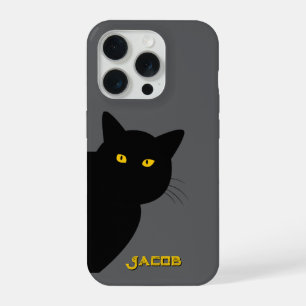 Les yeux jaunes chat noir vous saluant coutume