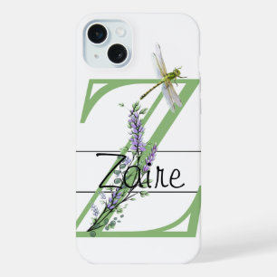 Lettre alphabétique Z, aquarelle Lavender Dragonfl