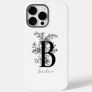 Coque Pour Pour iPhone 14 Pro Max Lettre B Monogramme Floral Botanique Nom