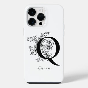 Coque Pour Pour iPhone 14 Pro Max Lettre botanique Q monogramme nom