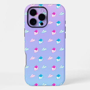 Coque iPhone 16 Pro Max Lettre et Envelo Bleu et Pink Papier