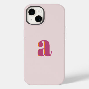 Coque Pour iPhone 14 Lettre Initiale Monogramme Simple Moderne Rose