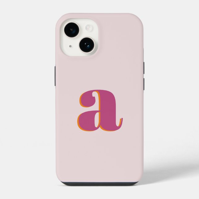 Coque iPhone Lettre initiale Monogramme Simple Rose moderne (Verso)