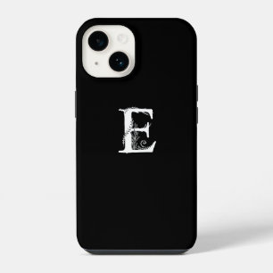 COQUE POUR iPhone 14 LETTRE MONOGRAMME FLORALE E MINIMALISTE COULEUR NO