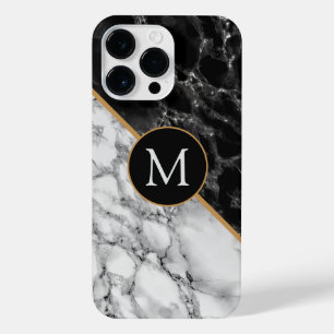 Coque Pour Pour iPhone 14 Pro Max Lettre monographique Marbre noir blanc Personnalis