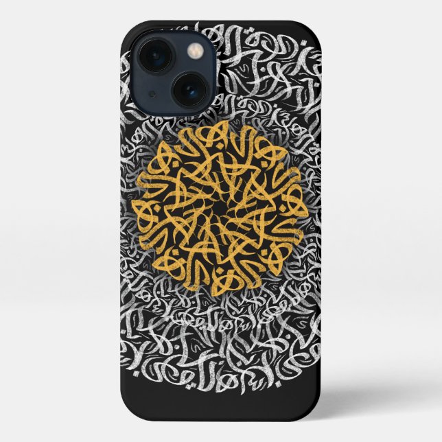 Coque iPhone lettres arabes 3d art noir (Verso)