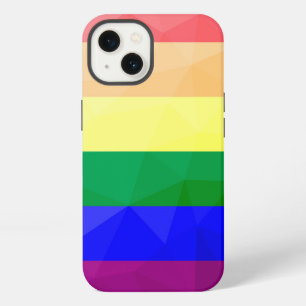 Etui iPhone 13 LGBT flag rainbow lines geometric mesh pattern