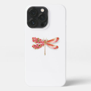 Etui iPhone 13 Pro libellule de fleurs avec sakura de bijoux