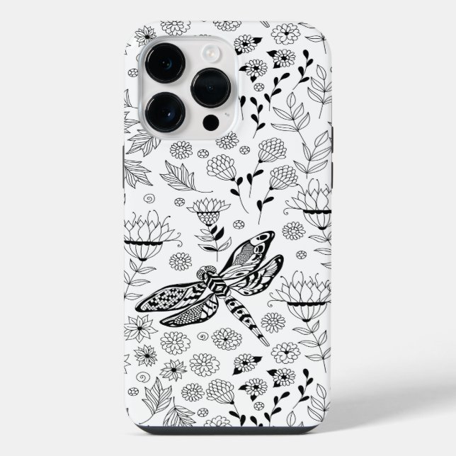 Coque iPhone libellule et fleurs (Verso)