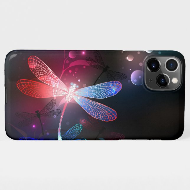 Coque iPhone libellule rouge brillante (Dos Horizontal)