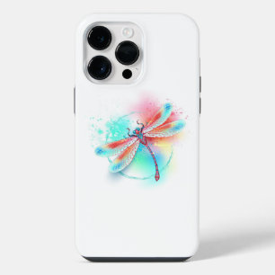 Coque Pour Pour iPhone 14 Pro Max Libellule rouge sur fond aquarelle