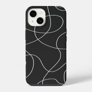 Coque Pour iPhone 14 Lignes blanches sur fond noir