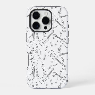 Coque iPhone 16 Pro Lignes de guitare Notes de musique