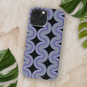 Coque iPhone 16 Pro Max Lila Violet Pourpre Rose Rayures Ondulées Sur Fond