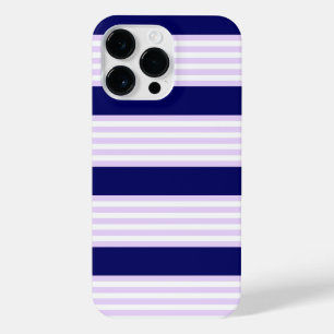 Coque Pour Pour iPhone 14 Pro Max Lilac et rayures blanches motif avec bleu marine