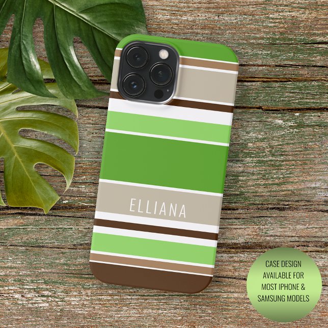 Coque iPhone Lime personnalisé Vert foncé Beige Brown Blancs (Créateur téléchargé)