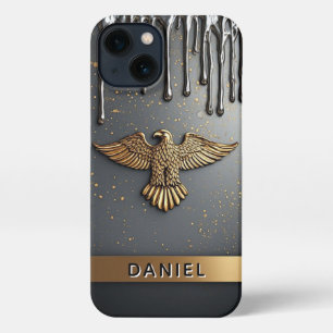 Etui iPhone 13 🦅 Liquid Gold Eagle Power Flow Dripping Metalli