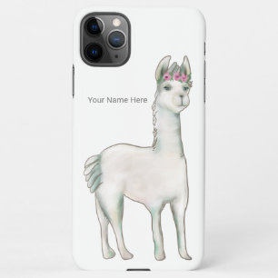 Coque iPhone 11Pro Max Llama avec trois mini roses roses couronne tiara