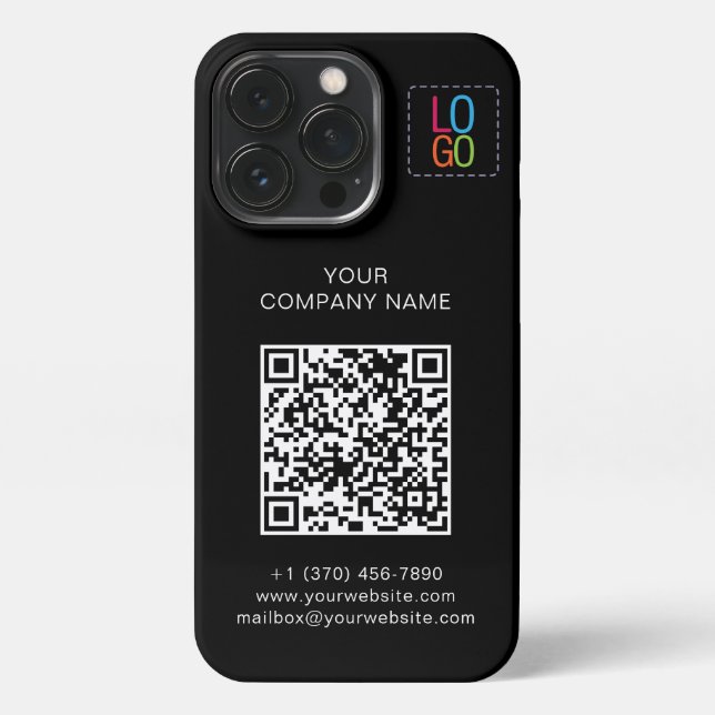 Coque iPhone Logo Add Your QR Code noir et blanc Personalize (Verso)