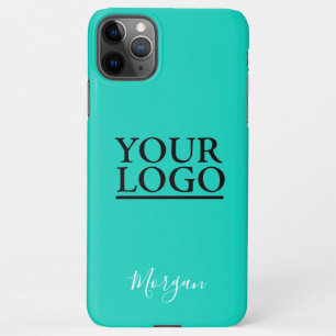 Coque iPhone 11Pro Max Logo/Art/Photo, Nom du script blanc, Turquoise