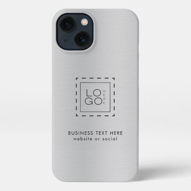 Coque iPhone Logo d'entreprise Carré personnalisé Silver Grey (Verso)
