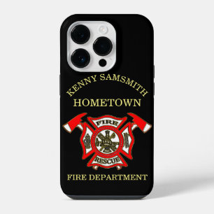 Coque Pour iPhone 14 Plus logo du département des pompiers Badge Or et Rouge