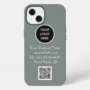 Etui iPhone 13 Logo personnalisé minimaliste moderne Sage vert QR