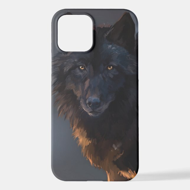 Coque iPhone Loup noir (Verso)