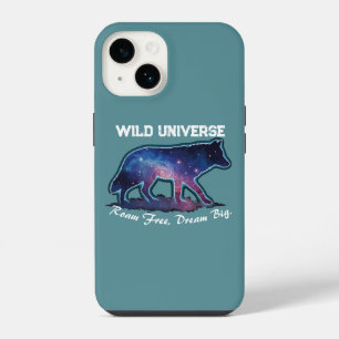 Coque Pour iPhone 14 Loup solitaire silhouette de galaxie (univers sauv