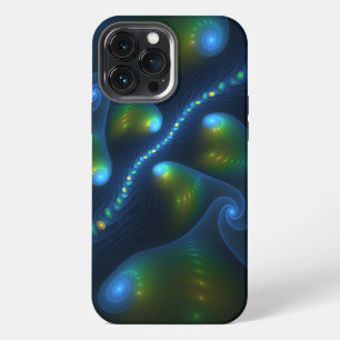 Etui iPhone 13 Pro Max Lumières de fantaisie Abstrait Bleu Vert Jaune Fra