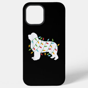 Coque iPhone 12 Pro Max Lumières de Noël Terre-Neuve cadeaux amoureux d