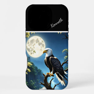 Coque iPhone 16 Pro Max Lune bleue et aigle nocturne