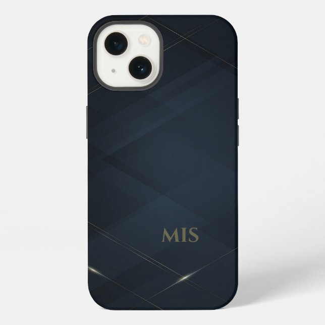 Coque iPhone Luxe Golden Lines Dark Blue Triangles Arrière - pl (Verso)