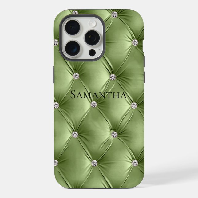 Coque iPhone Luxe Sage doux et chaud Vert Faux Velvet (Verso)