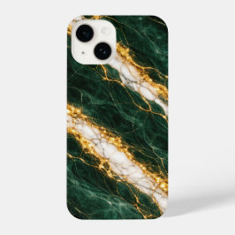 Coque Pour iPhone 14 Luxury Emerald Marble Gold/White Vein Phone Case
