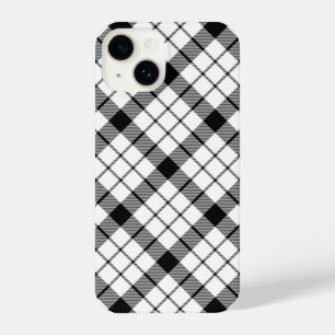 Coque Pour iPhone 14 MacFarlane tartan noir blanc plaid