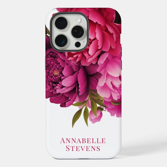 Coque iPhone Magenta Peony Floral (Verso)