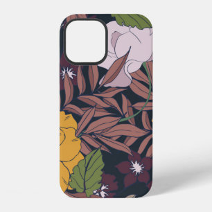 Coque iPhone 12 Magnifique fond à motif floral continu.