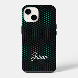 Coque Pour iPhone 14 Maille verte en filet sur fond noir