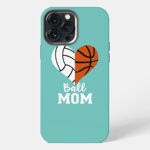 Etui iPhone 13 Pro Max Maman de balle Cœur Drôle Volleyball Basketball Ma