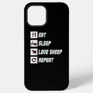 Coque iPhone 12 Pro Max Manger dormir aimer mouton répéter Cadeau de cit