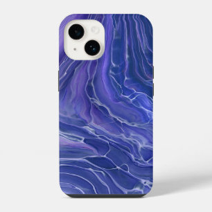 Coque Pour iPhone 14 Marbre Abstrait Acrylique Bleu Lavande