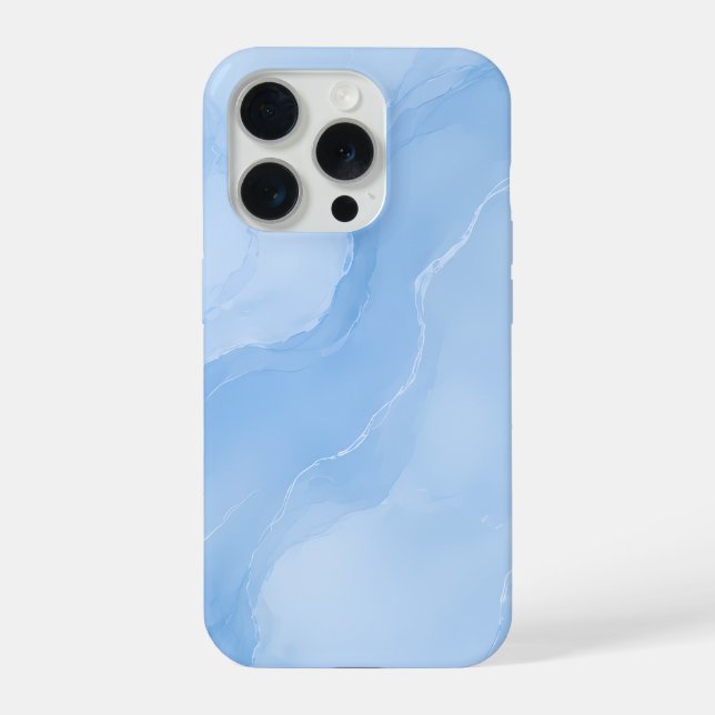 Coque iPhone Marbre Abstrait Motif Bleu Clair (Verso)