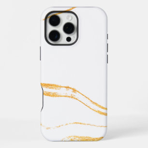 Coque iPhone 16 Pro Max Marbre Blanc et Doré 