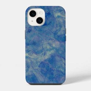 Coque Pour iPhone 14 Marbre bleu et rose Acrylique Abstraction