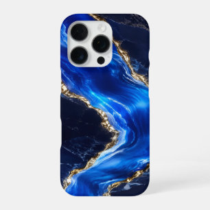 Coque iPhone 16 Pro Marbre de Rivière Saphir Luxe