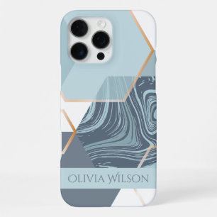 Coque iPhone 16 Pro Max marbre vert poussiéreux nom personnalisé personnal