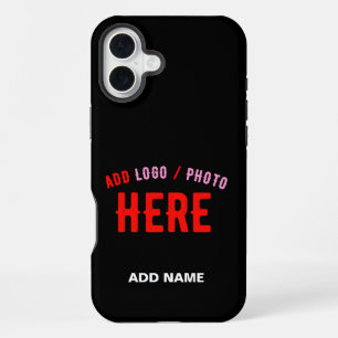 COQUE iPhone 16 PLUS MARQUE ÉLÉGANT MODERNE PERSONNALISABLE NOIR VÉRIFI